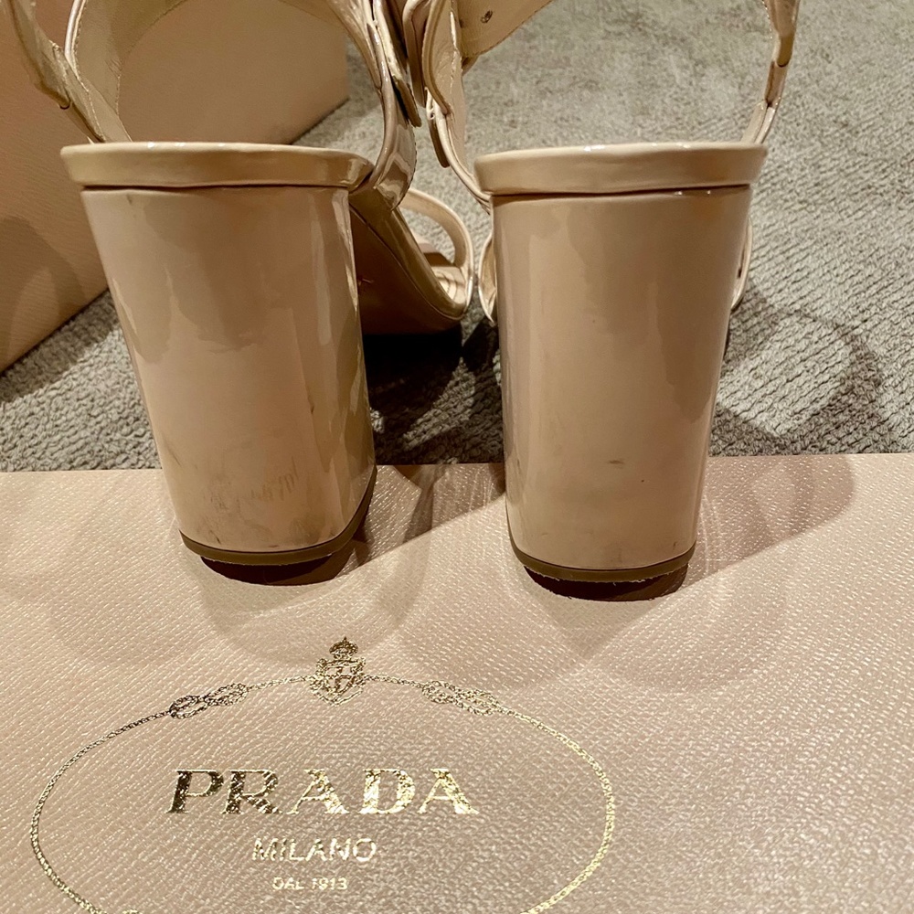 Prada - 42 - Nude - Chunk Heel Sandals - Picture 8 of 8